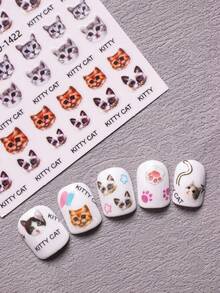 1pc Lovely And Funny Cat Pattern Nail Art Sticker - Multicolor - View 4