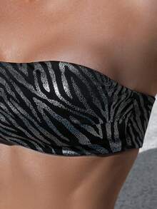 Textured Fabric One Shoulder Bikini Set Summer - Black - View 5