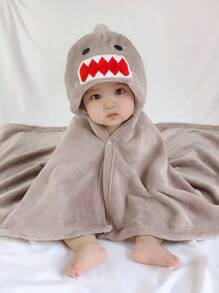1pc Unisex Shark Shaped Spring Autumn Cute Baby Swaddling Blanket - Grey - View 1