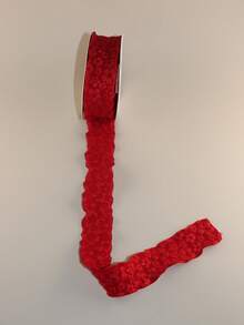 1pc Ladies' Red Christmas Themed Ribbon With Floral Pattern Accessories For Diy Crafting - Red - View 3