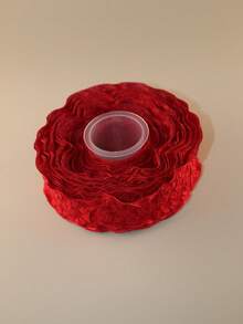 1pc Ladies' Red Christmas Themed Ribbon With Floral Pattern Accessories For Diy Crafting - Red - View 2