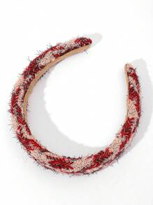 1入女士紅色新年髮箍,秋冬復古毛呢寬海綿髮箍,優雅甜美校園風格,適用於派對、跳舞、日常或派對裝扮