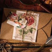 1 Libro/100 Piezas De Papel De Material Decorativo Estilo Vintage Para Decorar Cuadernos, Teléfonos Móviles, Tabletas, Tazas, Sobres Y Tarjetas De Felicitación. Es Un Adhesivo De Material Escribible. - Multicolor - Ver 5