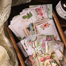 1 Libro/100 Piezas De Papel De Material Decorativo Estilo Vintage Para Decorar Cuadernos, Teléfonos Móviles, Tabletas, Tazas, Sobres Y Tarjetas De Felicitación. Es Un Adhesivo De Material Escribible. - Multicolor - Ver 3