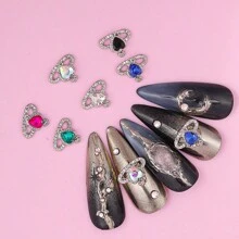 30入組行星指甲飾品銀冠合金心形指甲鑽指甲藝術裝飾指甲藝術配件DIY指甲寶石指甲用品