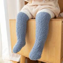 Infant Over Knee Coral Fleece Non-slip Warm Socks - Blue - View 1