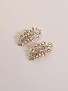 2 pièces Clips de chaussure en alliage de verre strass dorés étincelants, design géométrique 3D DIY pour talons hauts de femme, vêtements et accessoires de mode, cadeau élégant pour dames pour fête et événement