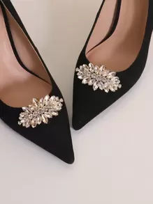 2 pièces Clips de chaussure en alliage de verre strass dorés étincelants, design géométrique 3D DIY pour talons hauts de femme, vêtements et accessoires de mode, cadeau élégant pour dames pour fête et événement