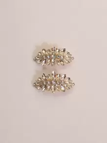 2 pièces Clips de chaussure en alliage de verre strass dorés étincelants, design géométrique 3D DIY pour talons hauts de femme, vêtements et accessoires de mode, cadeau élégant pour dames pour fête et événement