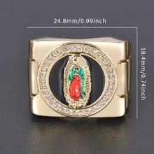 1 Anillo Guadalupe Para Hombres, Joyería Católica De La Virgen María - Dorado - Ver 3