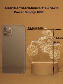 Luz nocturna creativa de motocicleta 3D con USB, LED iluminado, novedoso, decorativo y único, lámpara de mesa LED única