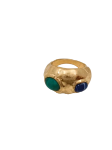 1pc European And American Style Retro Exaggerated Ring With Stone Pattern Design Suitable For Men And Women Daily Wear - Green - View 1