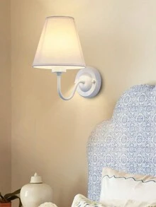 全新臥室床頭壁燈led北美風格創意飯店床頭壁燈北美布藝裝飾燈 - 白色 - 查看 1