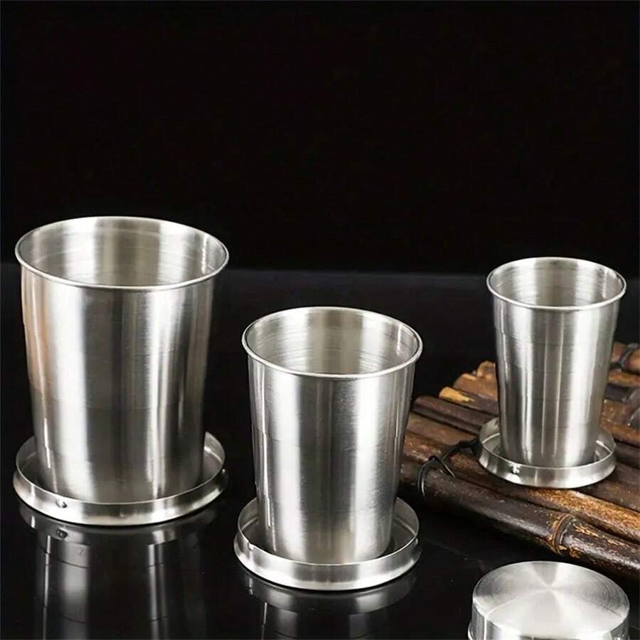 75/150/250 Ml Stainless Steel Folding Cup, Camping Cookware Retractable