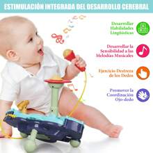 Bateria Musical para Niños, Juguete de tambor musical para bebé, Juguete Electrónico Educativo Para El Aprendizaje Temprano, Juguete de Tambor para niños con micrófono, Adecuado como regalo para niños pequeños, como regalo de cumpleaños o Navidad. - Azul - Ver 2