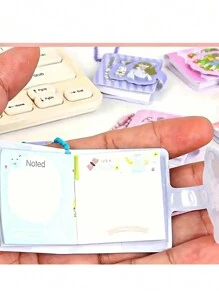 可愛甜美風格小學生迷你筆記本鑰匙扣,便攜輕便,可掛在包包上,送給好朋友的粉紅色聖誕禮物 - 黃色 - 查看 8