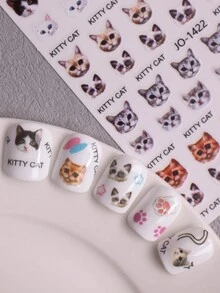1pc Lovely And Funny Cat Pattern Nail Art Sticker - Multicolor - View 3