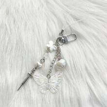 1 件女式 Y2k 千禧蝴蝶钥匙扣创意独特手机项链个性化耳机套包饰物最佳朋友礼物钥匙链饰物钥匙挂绳 Therian - 彩色 - 查看 3