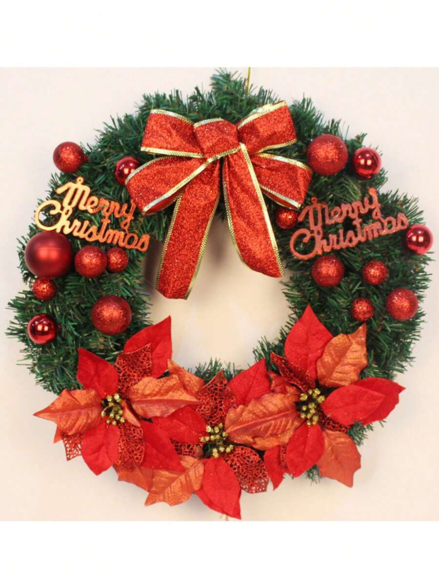 Christmas Decorative Wreath Door Hanging - Red - View 1