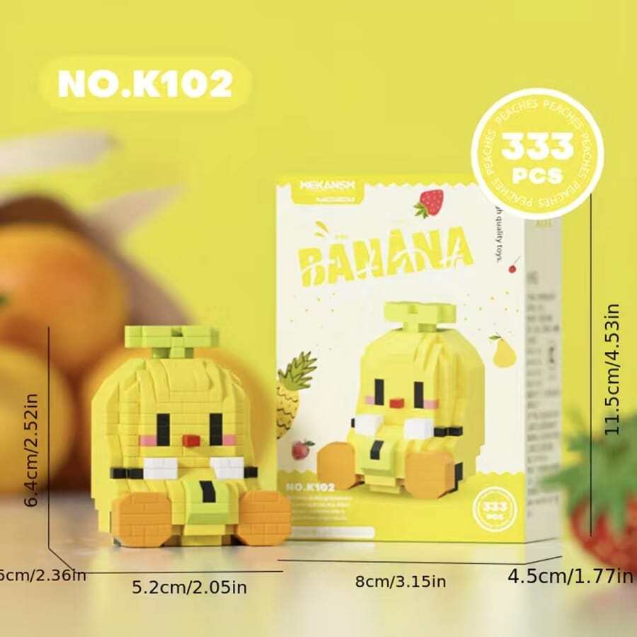 1盒可愛香蕉水果主題積木,非常適合萬聖節/感恩節/聖誕節派對禮物 - 金色 - 查看 1