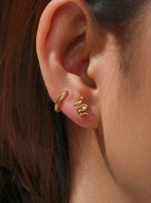 4 Pcs/Set 925 Sterling Silver Hoop Earring Set Multi Size Earring Set Suitable For Women Daily Fashion Jewelry - Gold - View 11