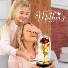 1 件,情人節裝飾 Pvc 封面金葉玫瑰花,女士玫瑰花禮物,為她點亮玻璃圓頂玫瑰,為女性妻子生日玻璃圓頂永遠鮮花 - 紅色 - 查看 6