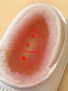 女士防水全包貓紋拖鞋,加厚防滑毛絨鞋,適用於秋冬室內/戶外 - 白色 - 查看 10