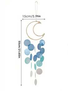 1pc Natural Shell Wind Chime Small Hanging Decoration For Room, Bedroom - Blue - View 2