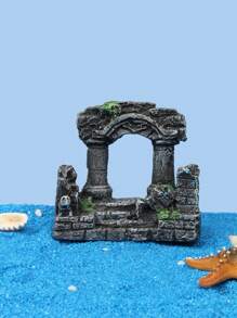 1pc Aquarium Decor Resin Ornament, Roman Column Castle Landscape