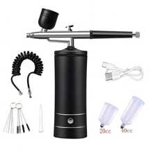 1 Set Of Air Spray Gun With Duct, Mini Air Compressor Kit, Air Brush Paint Spray Gun, Suitable For Manicure, Cake Making, Painting, Crafts, Etc. Best Gift For Friends, Family(Black) Tools