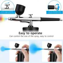 1 Set Of Air Spray Gun With Duct, Mini Air Compressor Kit, Air Brush Paint Spray Gun, Suitable For Manicure, Cake Making, Painting, Crafts, Etc. Best Gift For Friends, Family(Black) Tools