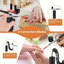 1 Set Of Air Spray Gun With Duct, Mini Air Compressor Kit, Air Brush Paint Spray Gun, Suitable For Manicure, Cake Making, Painting, Crafts, Etc. Best Gift For Friends, Family(Black) Tools