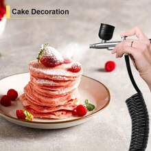 1 Set Of Air Spray Gun With Duct, Mini Air Compressor Kit, Air Brush Paint Spray Gun, Suitable For Manicure, Cake Making, Painting, Crafts, Etc. Best Gift For Friends, Family(Black) Tools