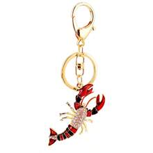 Creative And Cute Crystal-studded Lobster Night Snack Car Keychain For Men And Women, Wholesale Animal Pattern Gift Jewelry - Red - View 5