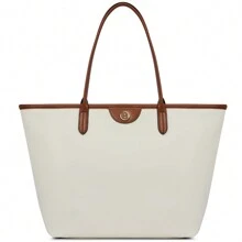 BOSTANTEN Nylon Tote Bag for Women Purses and Handbags Top Handle Ladies Shoulder Bags with Zipper - màu be & nâu - Xem 2