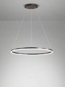 一環d40cm現代極簡led吊燈,附遙控可調光,85~265v棕色餐廳燈具,北歐風設計師單環圓形客廳吊燈,3000k暖光/6500k白光, 3種顏色變換 - 棕色 - 查看 3