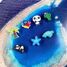 1組7件熊貓和烏龜卡通設計鞋帶吊飾,適合海灘假期,diy 裝飾 - 彩色 - 查看 5