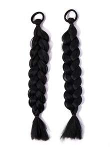 2 件兒童髮辮、扭曲辮子、甜美可愛的辮子髮帶 - 黑色 - 查看 2