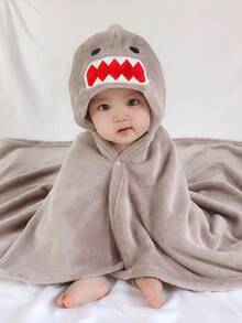 1pc Unisex Shark Shaped Spring Autumn Cute Baby Swaddling Blanket - Grey - View 5