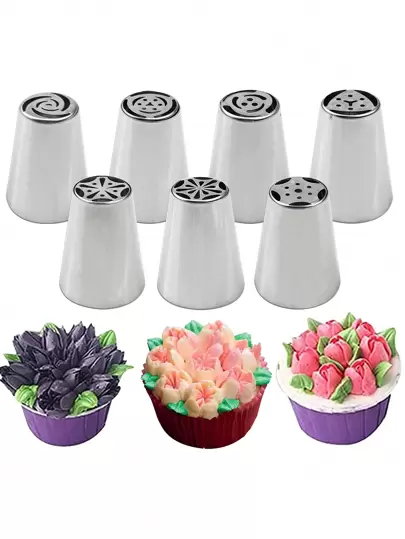 7pcs/set Russian Stainless Steel Pastry Tips Set For Diy Cake Decoration Baking Tools