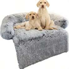 1pc Calming Dog Bed Fluffy Plush Dog Mat, Fluffy Plush Pet Dog Mat Soft , Calming Dog Bed Plush Pet Sofa Couch Cover Furniture Protector Mat for Furniture Protector with Removable Washable Cover for Large Medium Small Dogs and Cats(Light Grey)
