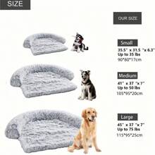 1pc Calming Dog Bed Fluffy Plush Dog Mat, Fluffy Plush Pet Dog Mat Soft , Calming Dog Bed Plush Pet Sofa Couch Cover Furniture Protector Mat for Furniture Protector with Removable Washable Cover for Large Medium Small Dogs and Cats(Light Grey)