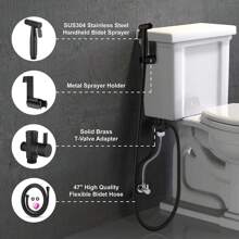 Handheld Bidet Sprayer for Toilet-B - Black - View 5