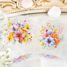 Meet Flower Sea Series Plant Themed Diy Sticker For Scrapbook, 8 Design - Green - View 3