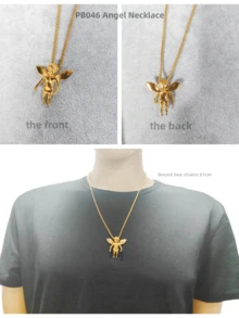 1pc Classic Style 18K Plated Stainless Steel Casting Angel Pendants With CZ Stones For Men