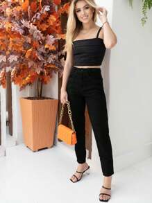 Women Jeans - 黑色 - 查看 3