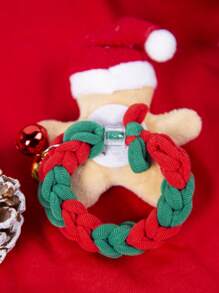 1個綠色可愛的辮狀結髮圈，適用於女性/凌亂的髮髻髮圈/寶寶聖誕樹彈性髮帶/聖誕節髮飾