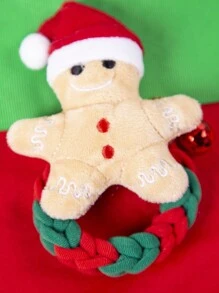 1個綠色可愛的辮狀結髮圈，適用於女性/凌亂的髮髻髮圈/寶寶聖誕樹彈性髮帶/聖誕節髮飾