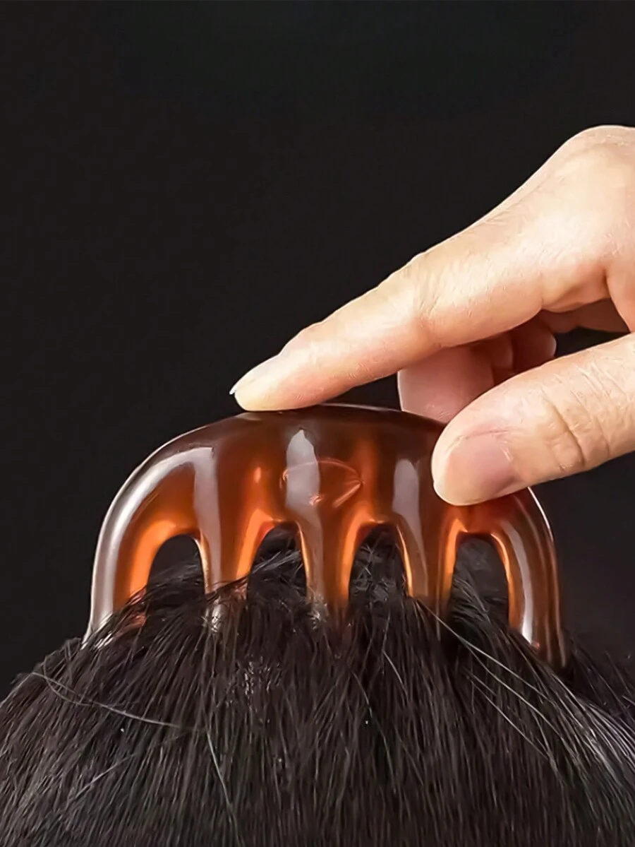 1入單頭牛角防結髮梳和穴位按摩梳 - 橘色 - 查看 1