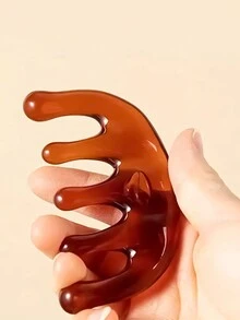 1入單頭牛角防結髮梳和穴位按摩梳 - 橘色 - 查看 4